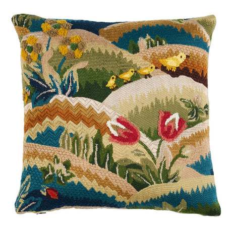 Schumacher Document 14" x 14" Gerry Embroidery Pillow A