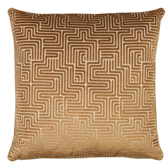 Schumacher Gold 20" x 20" Lisboa Velvet Pillow