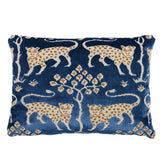 Schumacher Sapphire 16" x 12" Woodland Leopard Velvet Pillow