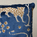 Schumacher Woodland Leopard Velvet Sapphire 16" x 12" Pillow