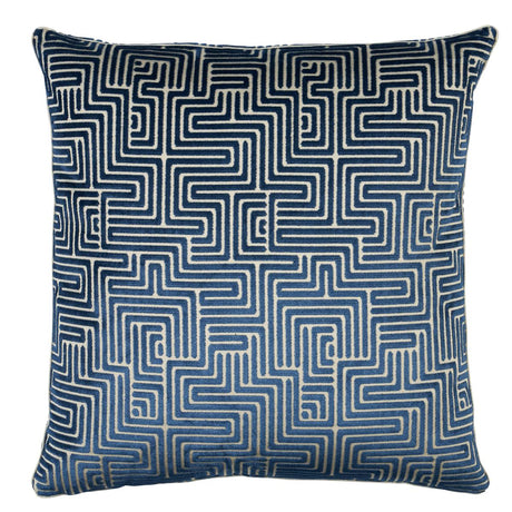 Schumacher Midnight Blue 20" x 20" Lisboa Velvet Pillow