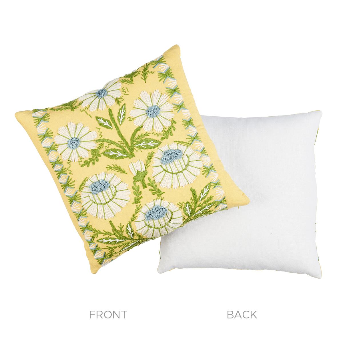 Schumacher Buttercup 20" x 20" Marguerite Embroidery Pillow