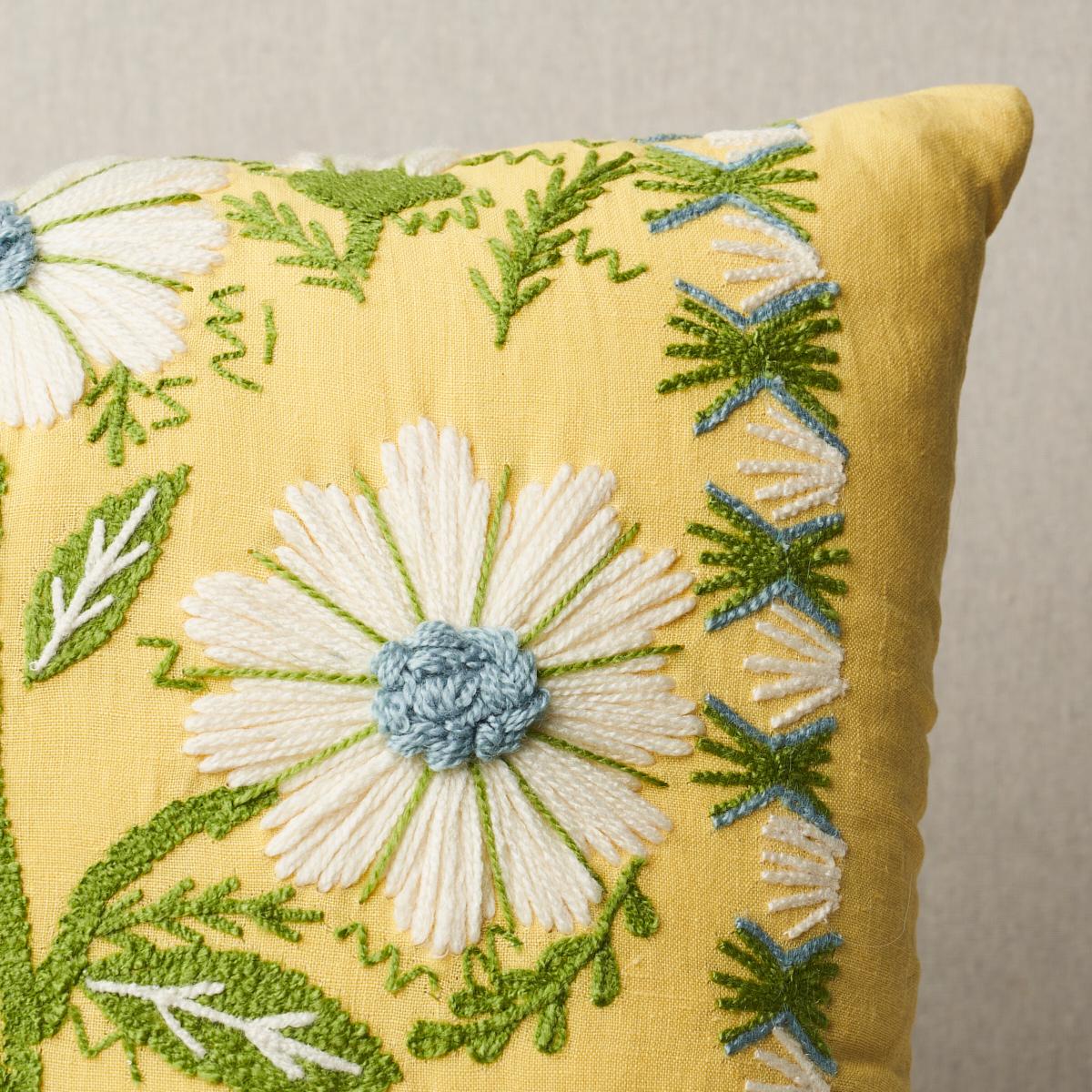 Schumacher Buttercup 20" x 20" Marguerite Embroidery Pillow