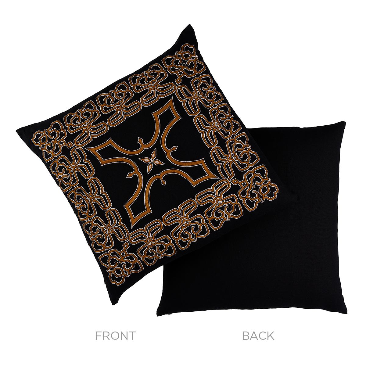 Schumacher Black & Beige 20" x 20" Jafri Pillow