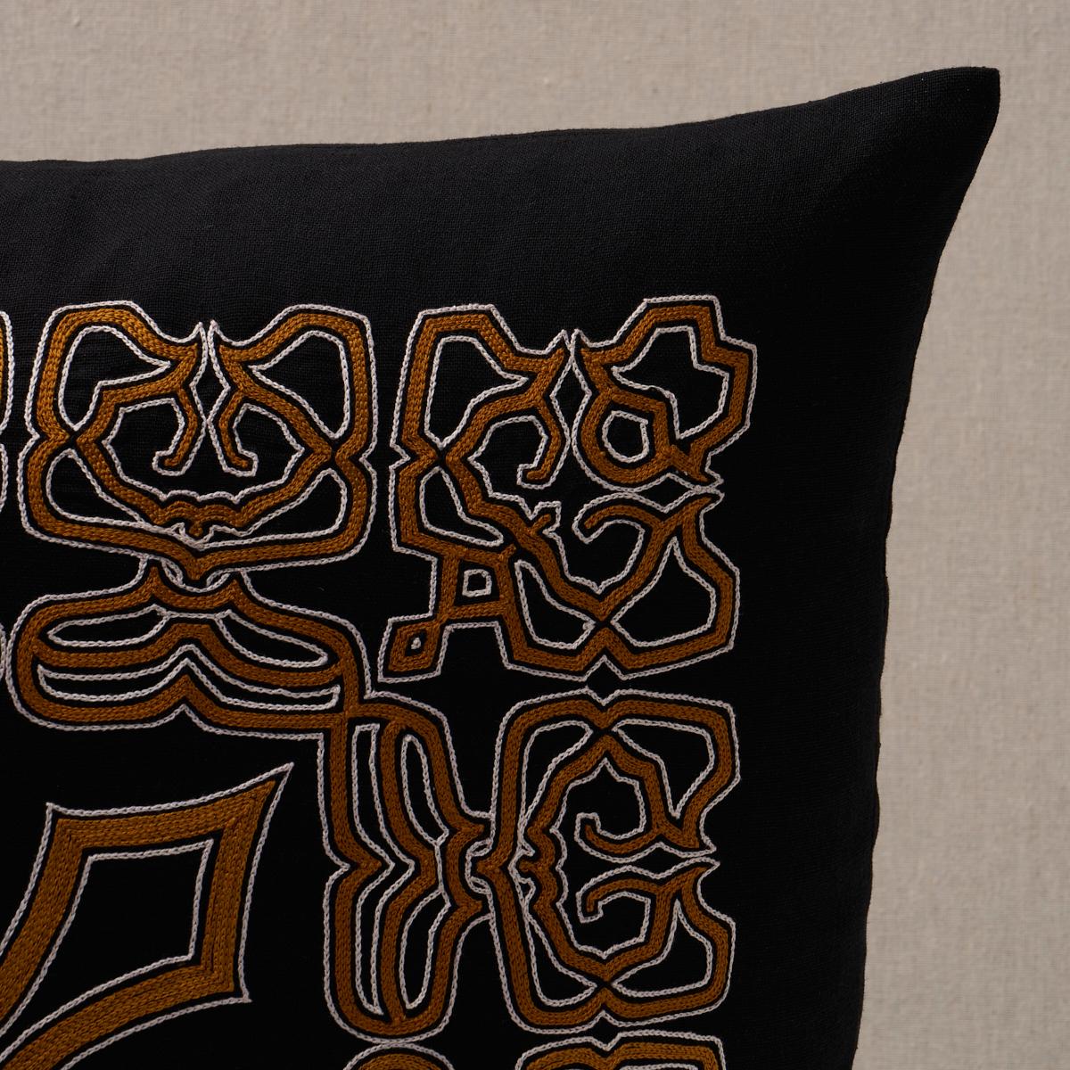 Schumacher Black & Beige 20" x 20" Jafri Pillow