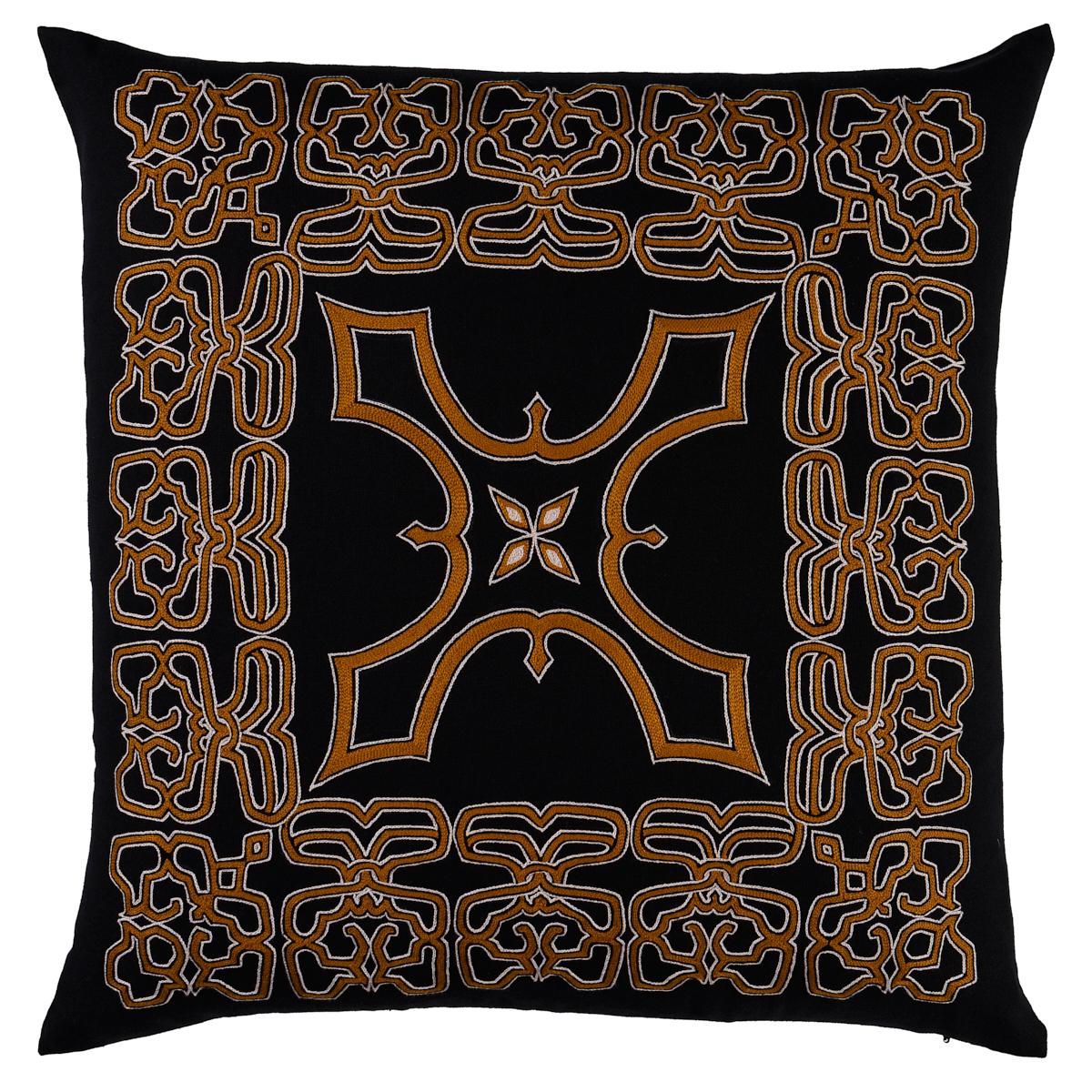 Schumacher Black & Beige 20" x 20" Jafri Pillow