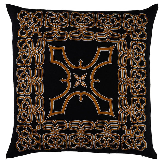 Schumacher Black & Beige 20" x 20" Jafri Pillow