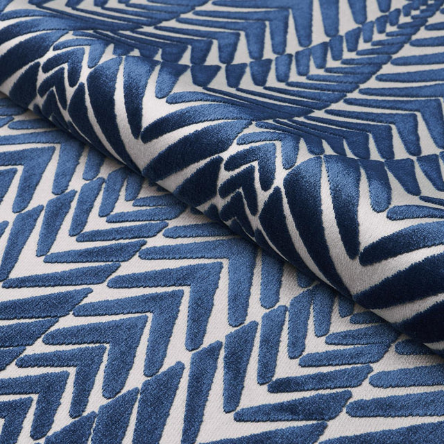 Schumacher Zebra Velvet Silver Blue Fabric
