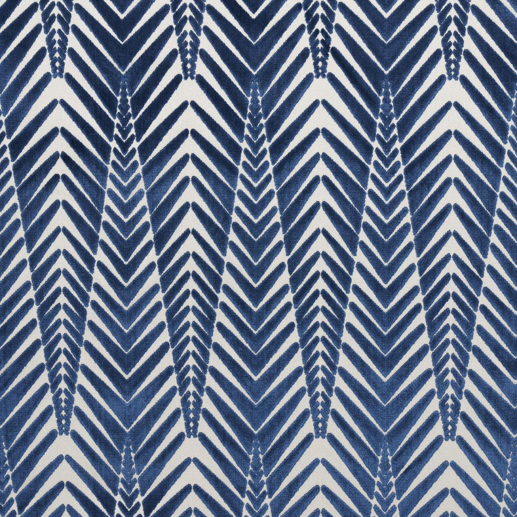Schumacher Zebra Velvet Silver Blue Fabric