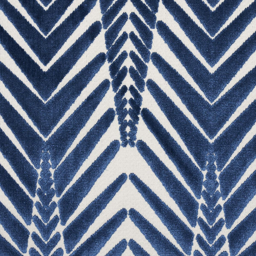 Schumacher Zebra Velvet Silver Blue Fabric