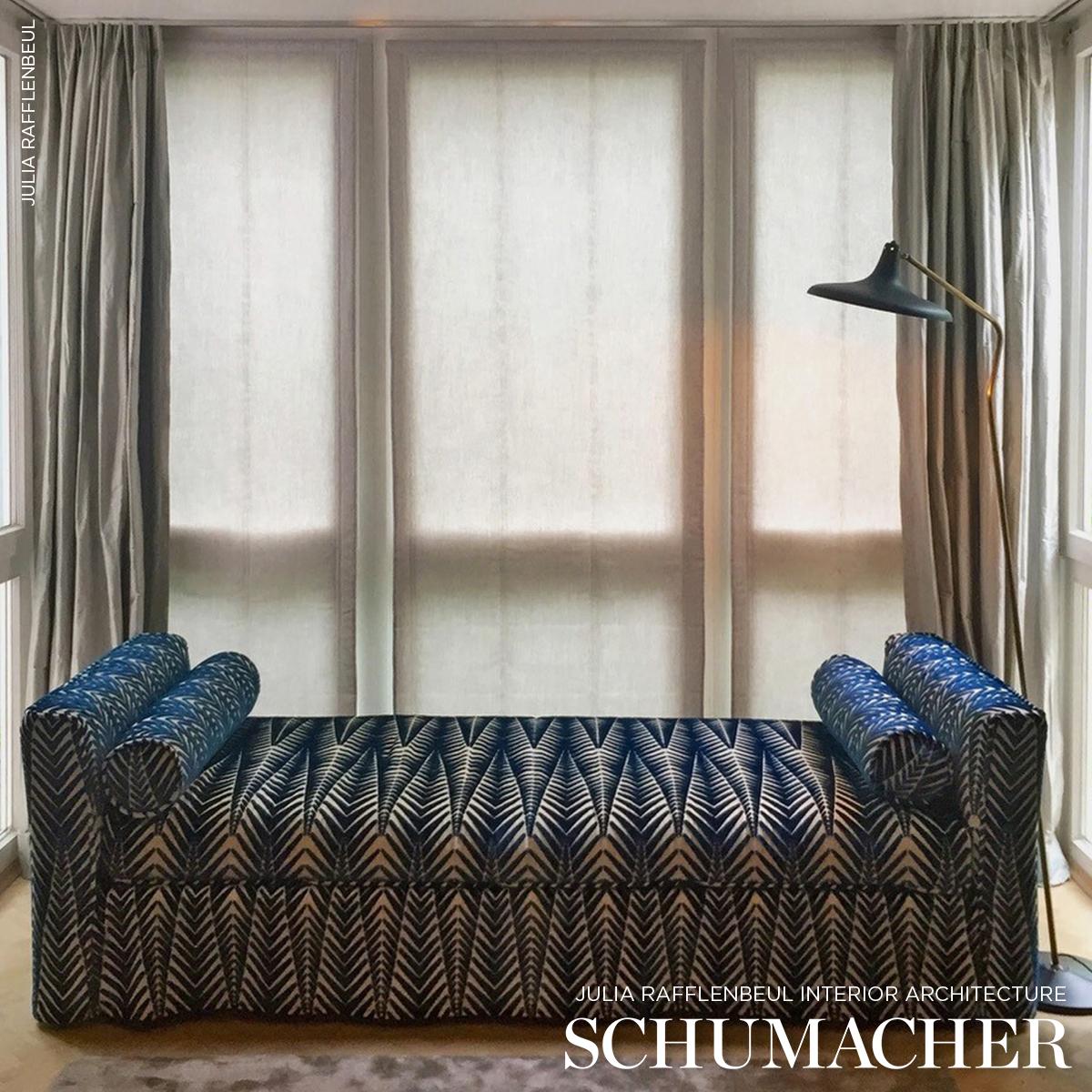 Schumacher Zebra Velvet Silver Blue Fabric