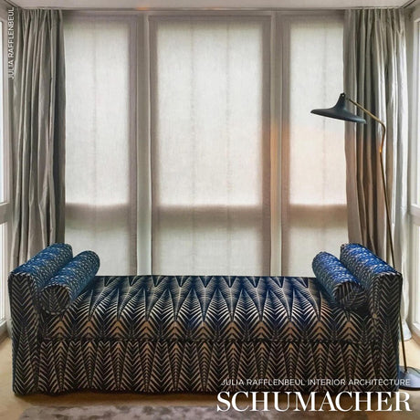 Schumacher Zebra Velvet Silver Blue Fabric