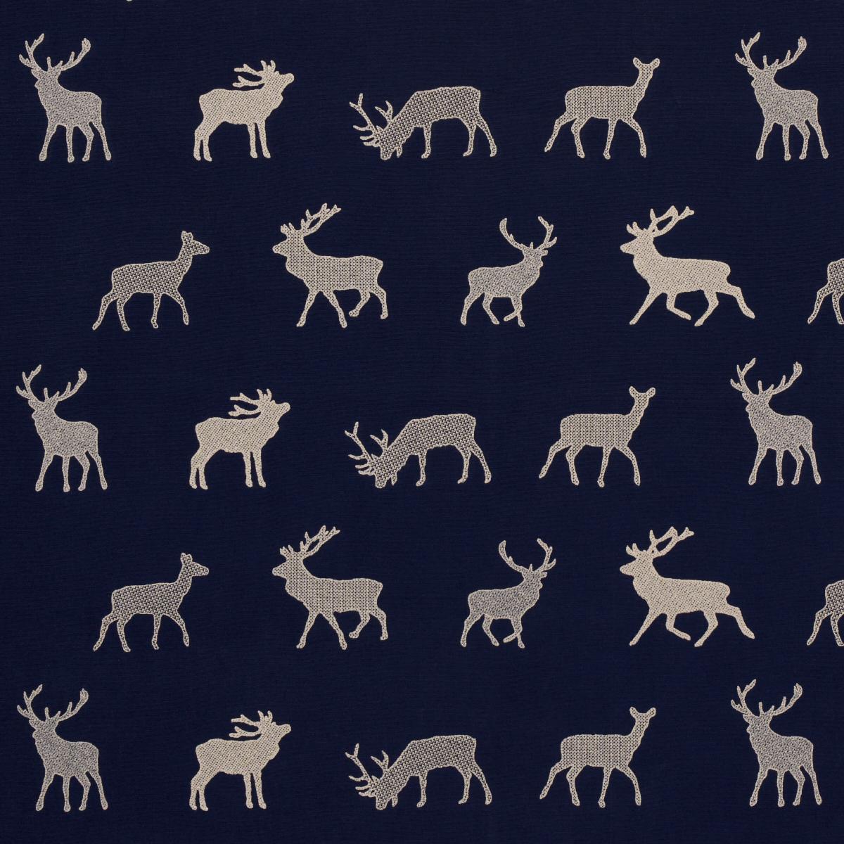 Schumacher Caribou Embroidery Navy Fabric