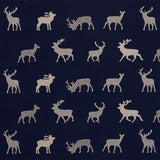 Schumacher Caribou Embroidery Navy Fabric