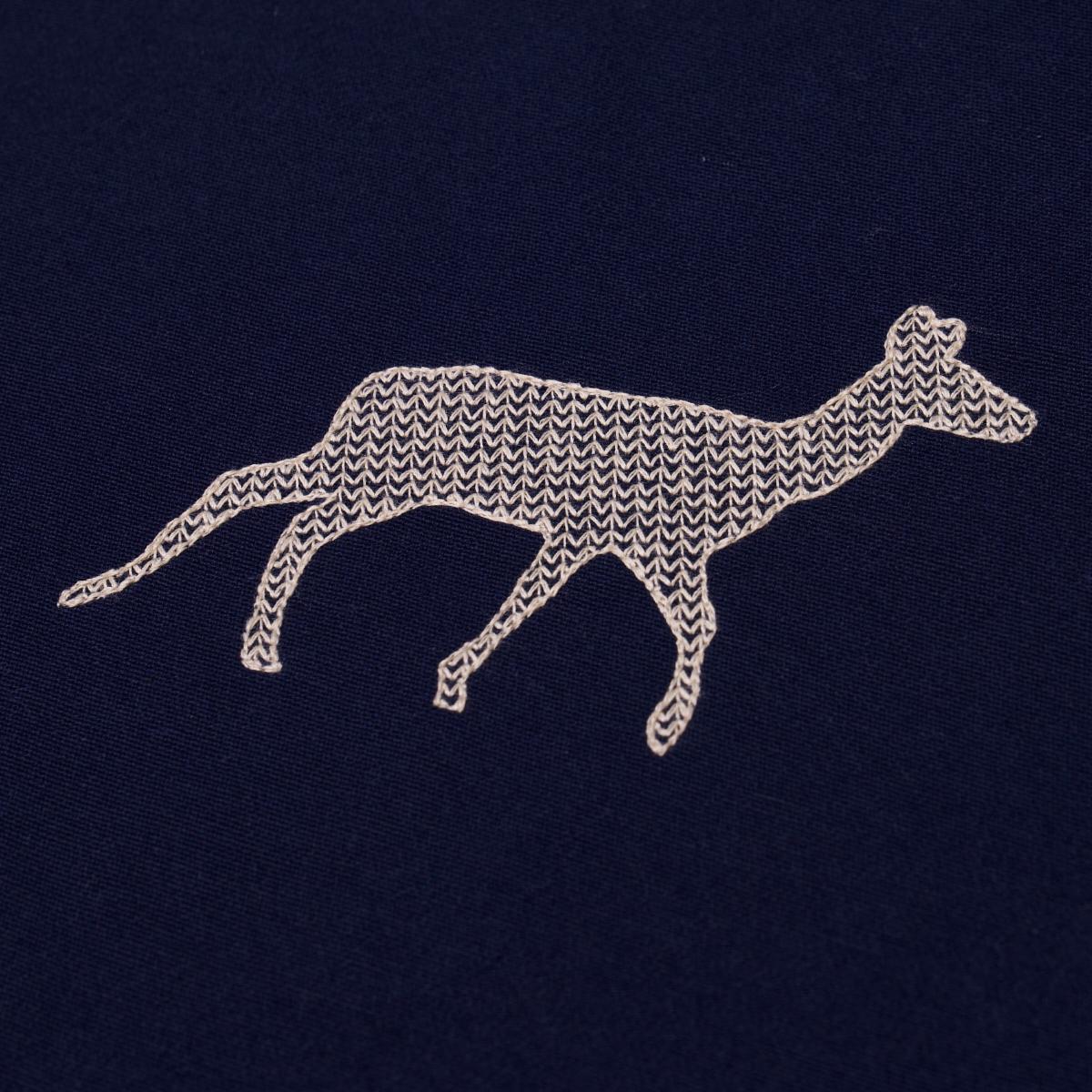 Schumacher Caribou Embroidery Navy Fabric