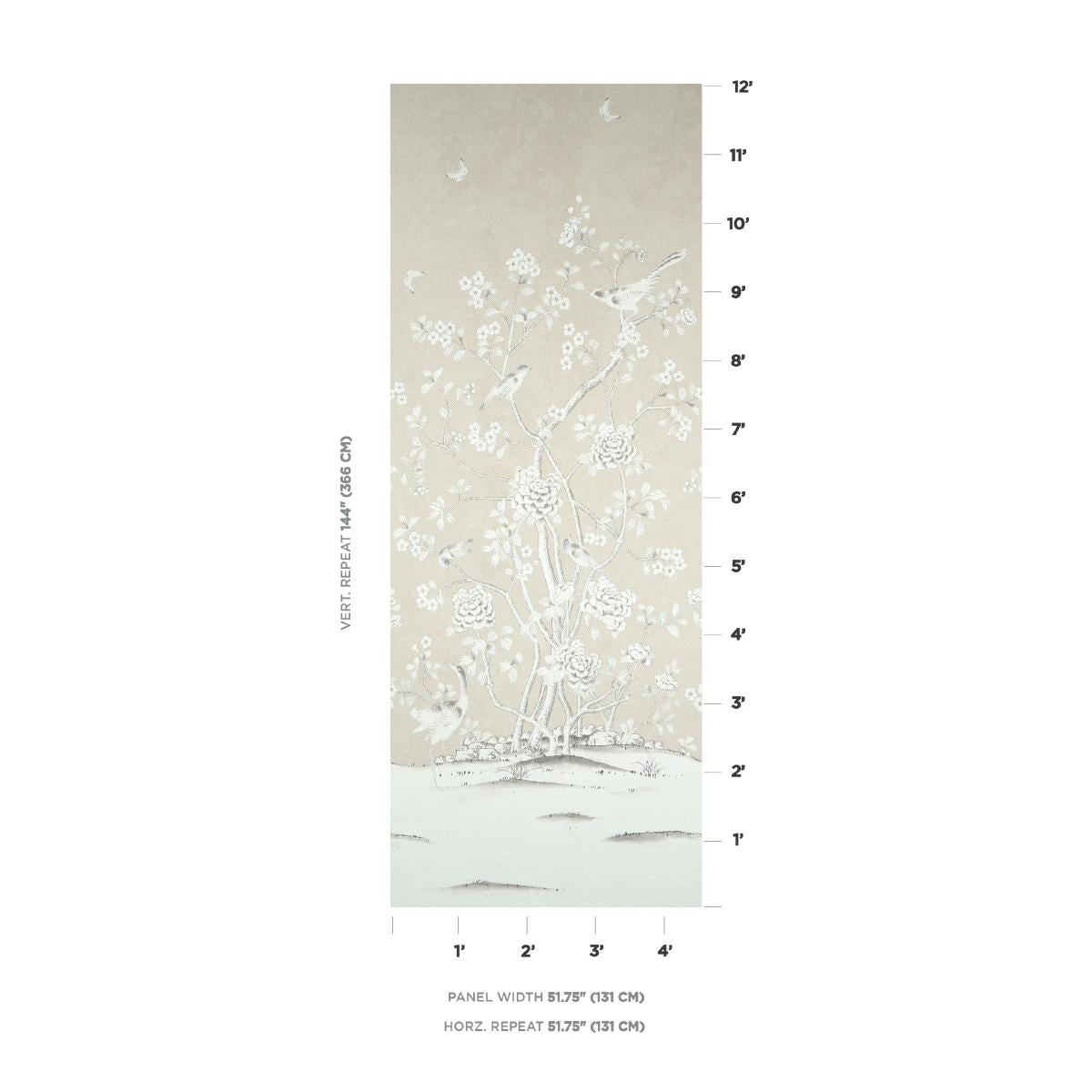 Schumacher Chinois Palais Panel Stone Wallpaper