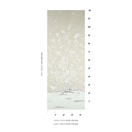 Schumacher Chinois Palais Panel Stone Wallpaper