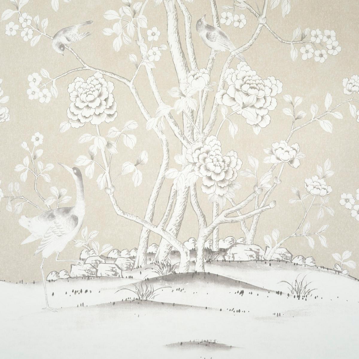 Schumacher Chinois Palais Panel Stone Wallpaper