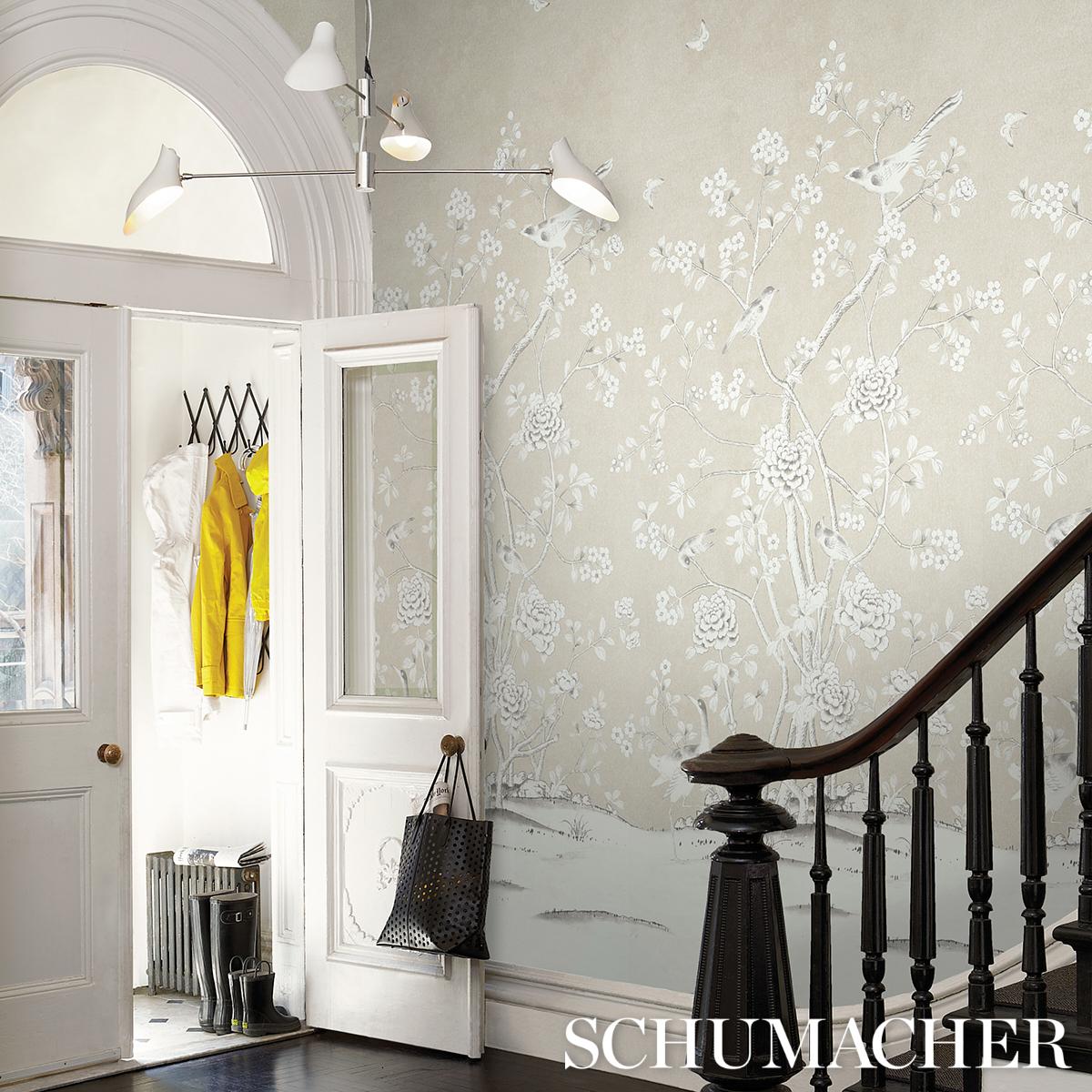 Schumacher Chinois Palais Panel Stone Wallpaper
