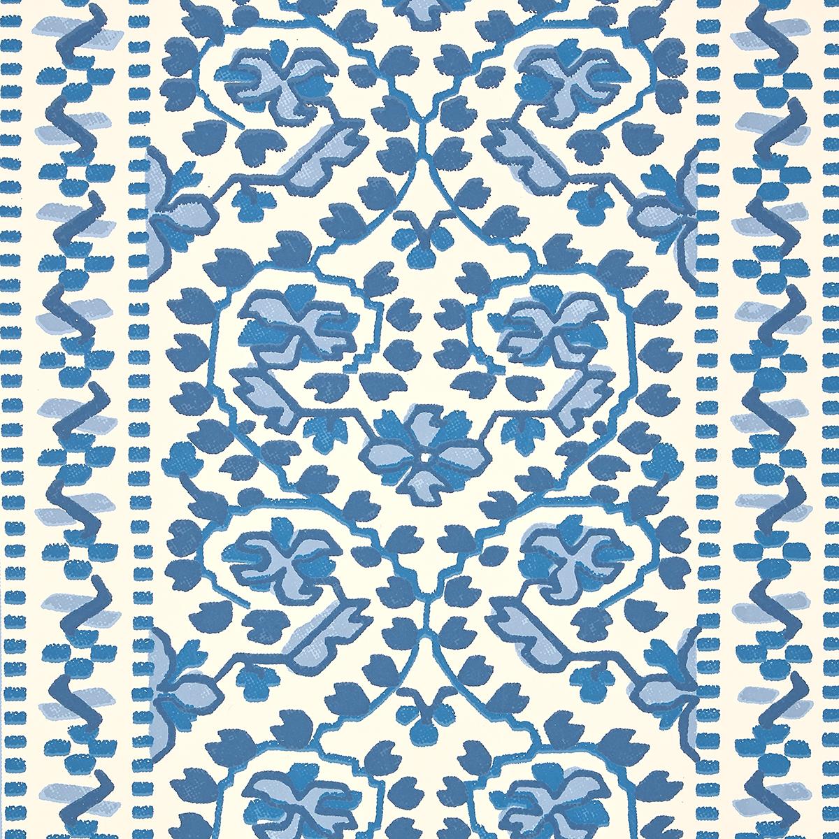Schumacher Jasmine Indigo Wallpaper