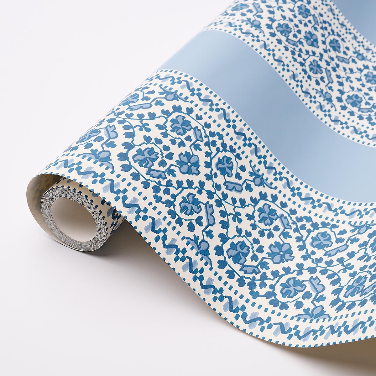 Schumacher Jasmine Indigo Wallpaper