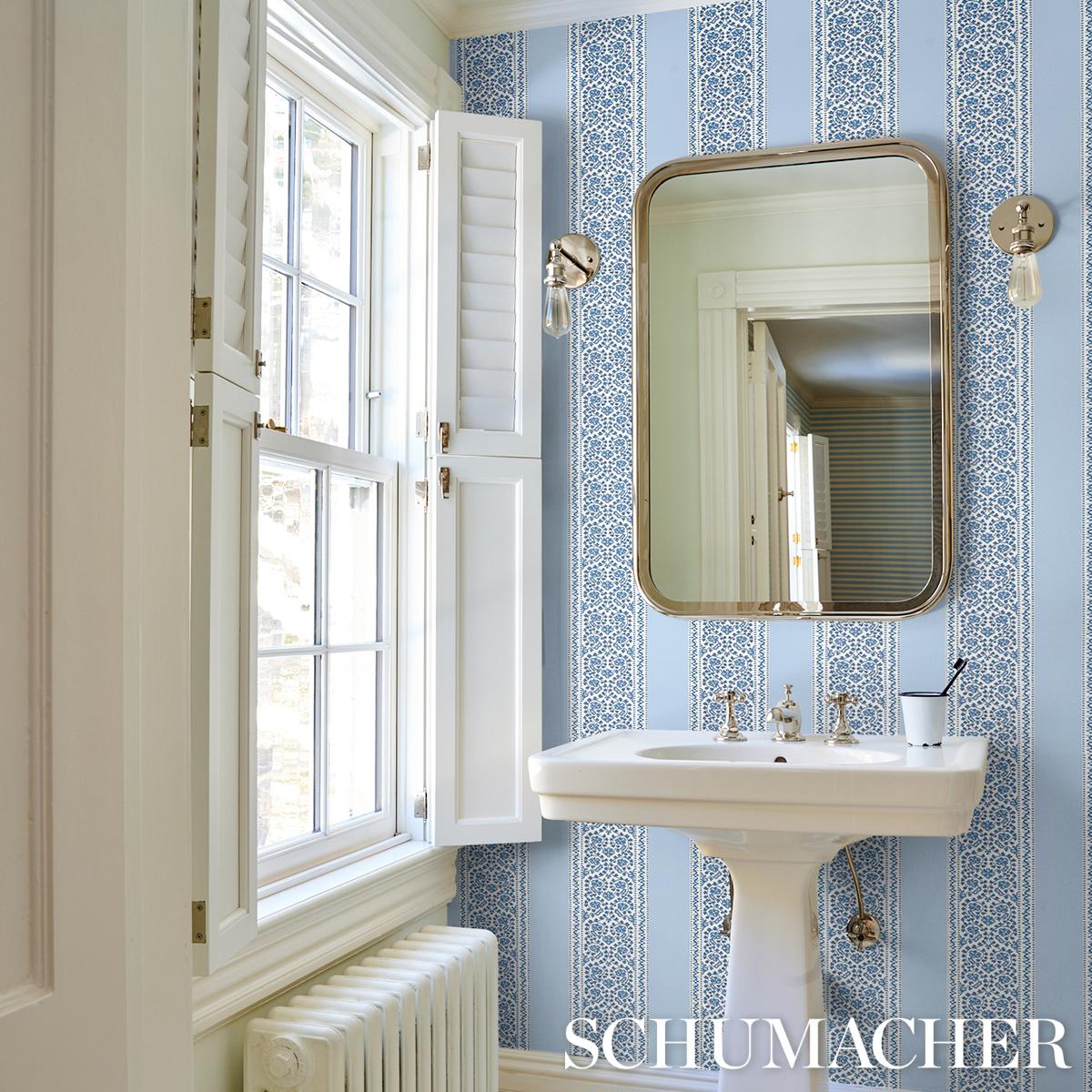 Schumacher Jasmine Indigo Wallpaper