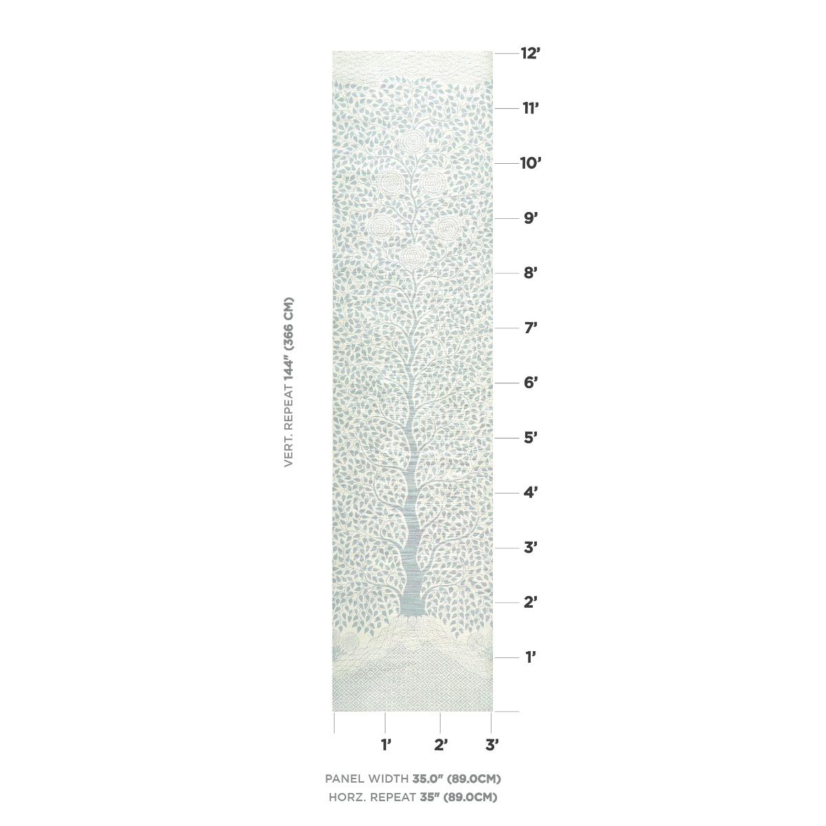 Schumacher Kayon Sisal Panel Soft Blue Wallpaper