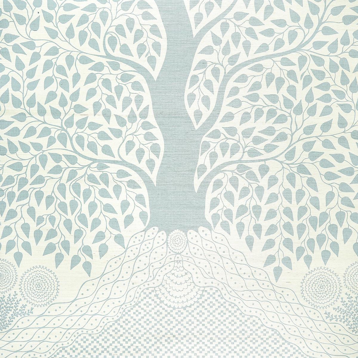 Schumacher Kayon Sisal Panel Soft Blue Wallpaper