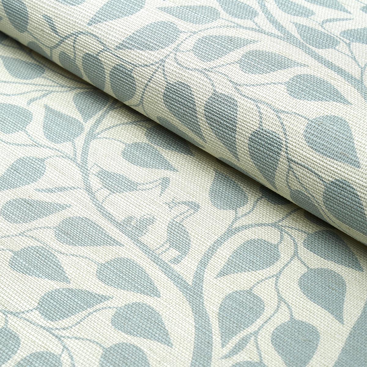 Schumacher Kayon Sisal Panel Soft Blue Wallpaper