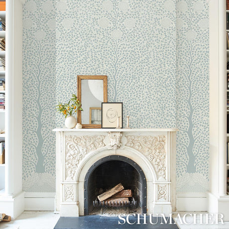 Schumacher Kayon Sisal Panel Soft Blue Wallpaper