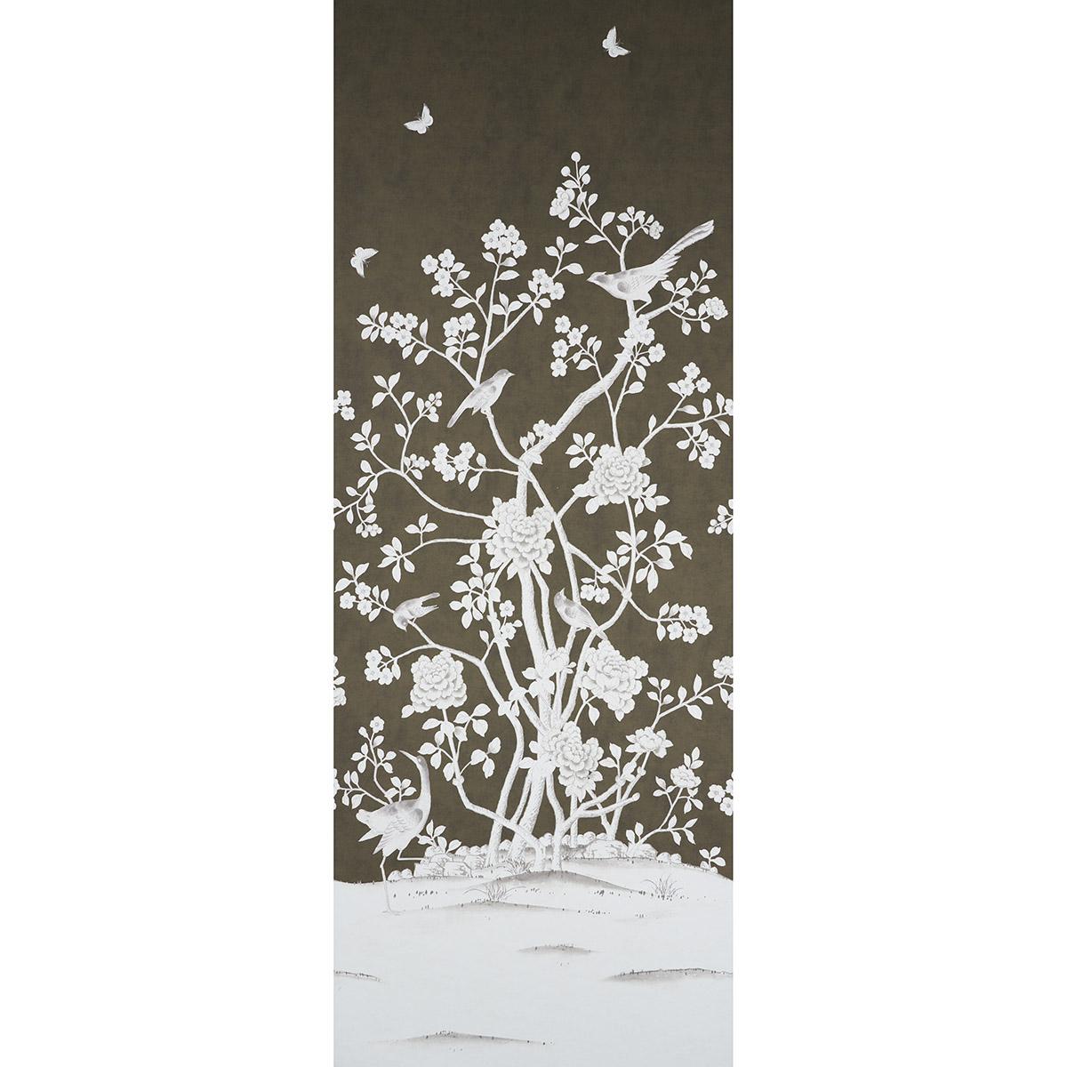 Schumacher Chinois Palais Panel Chocolate Wallpaper