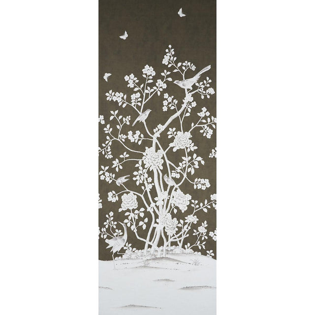 Schumacher Chinois Palais Panel Chocolate Wallpaper