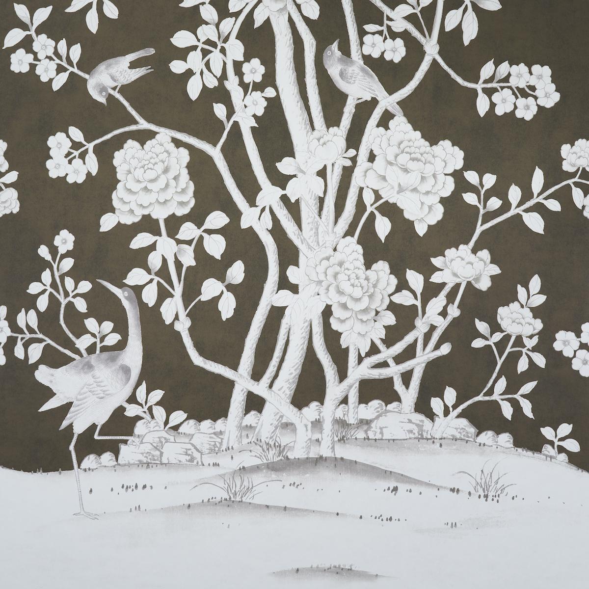 Schumacher Chinois Palais Panel Chocolate Wallpaper