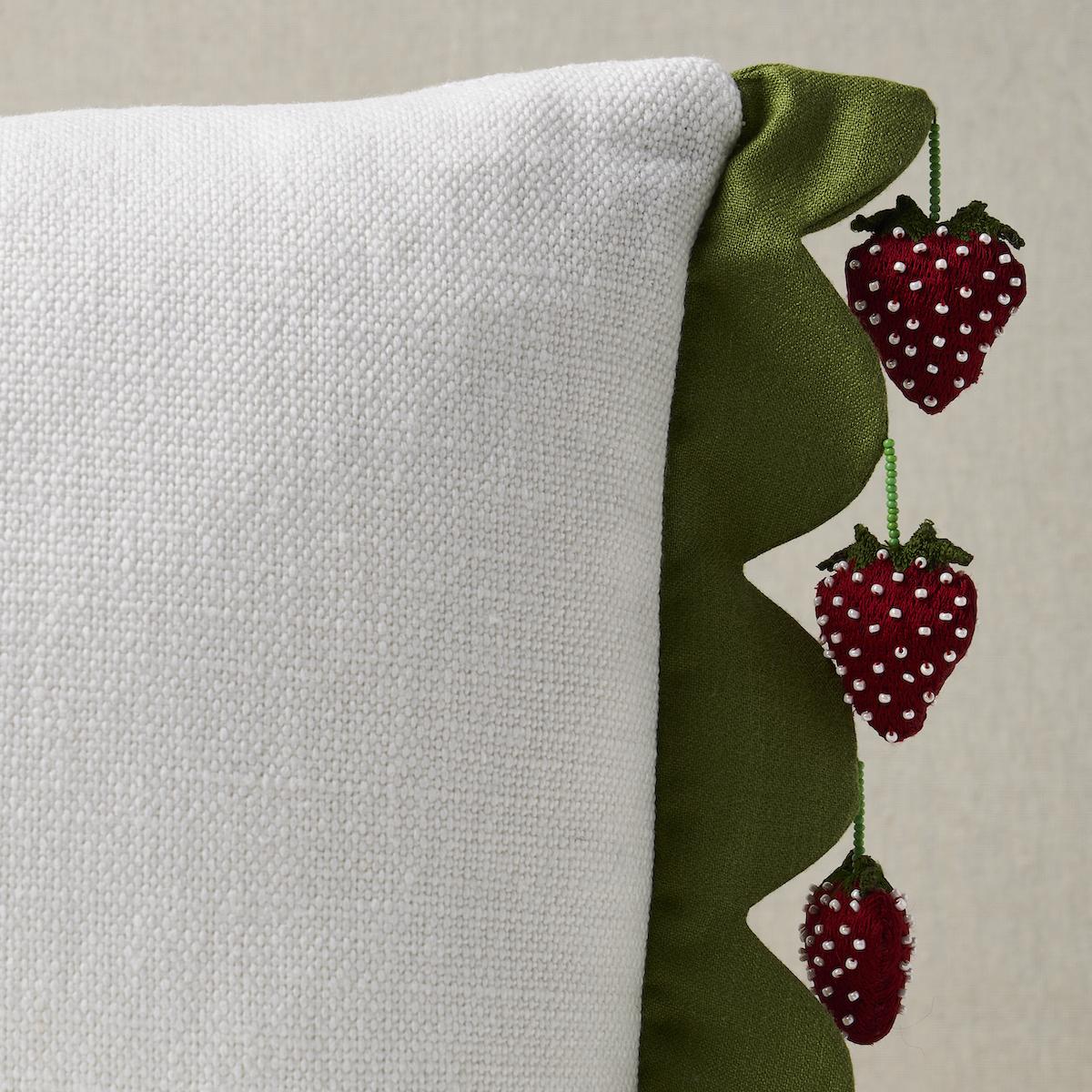 Schumacher Strawberry Jam Green 18" x 12" Pillow