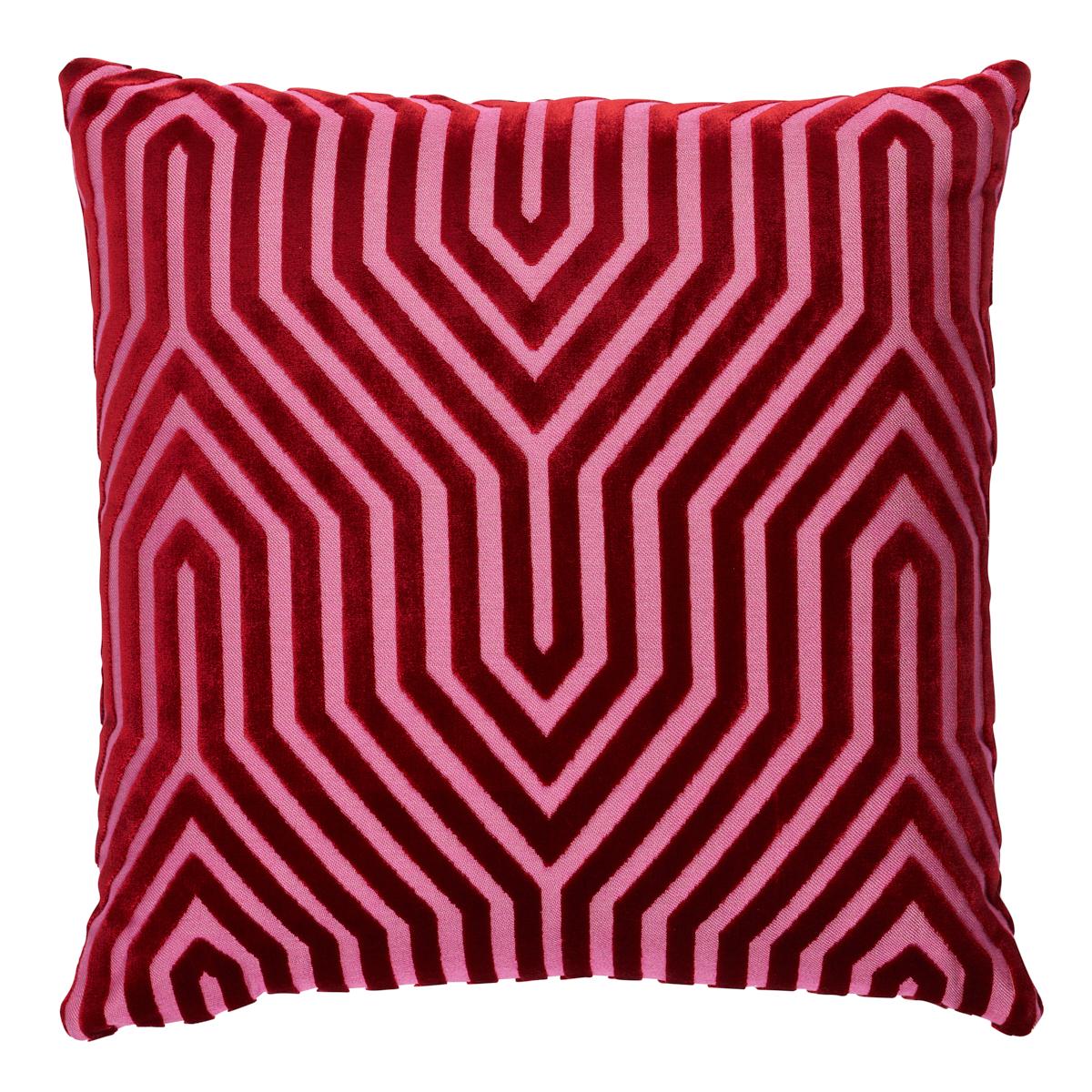 Schumacher Fushia 18" x 18" Vanderbilt Velvet Pillow