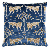 Schumacher Sapphire 18" x 18" Woodland Leopard Velvet Pillow