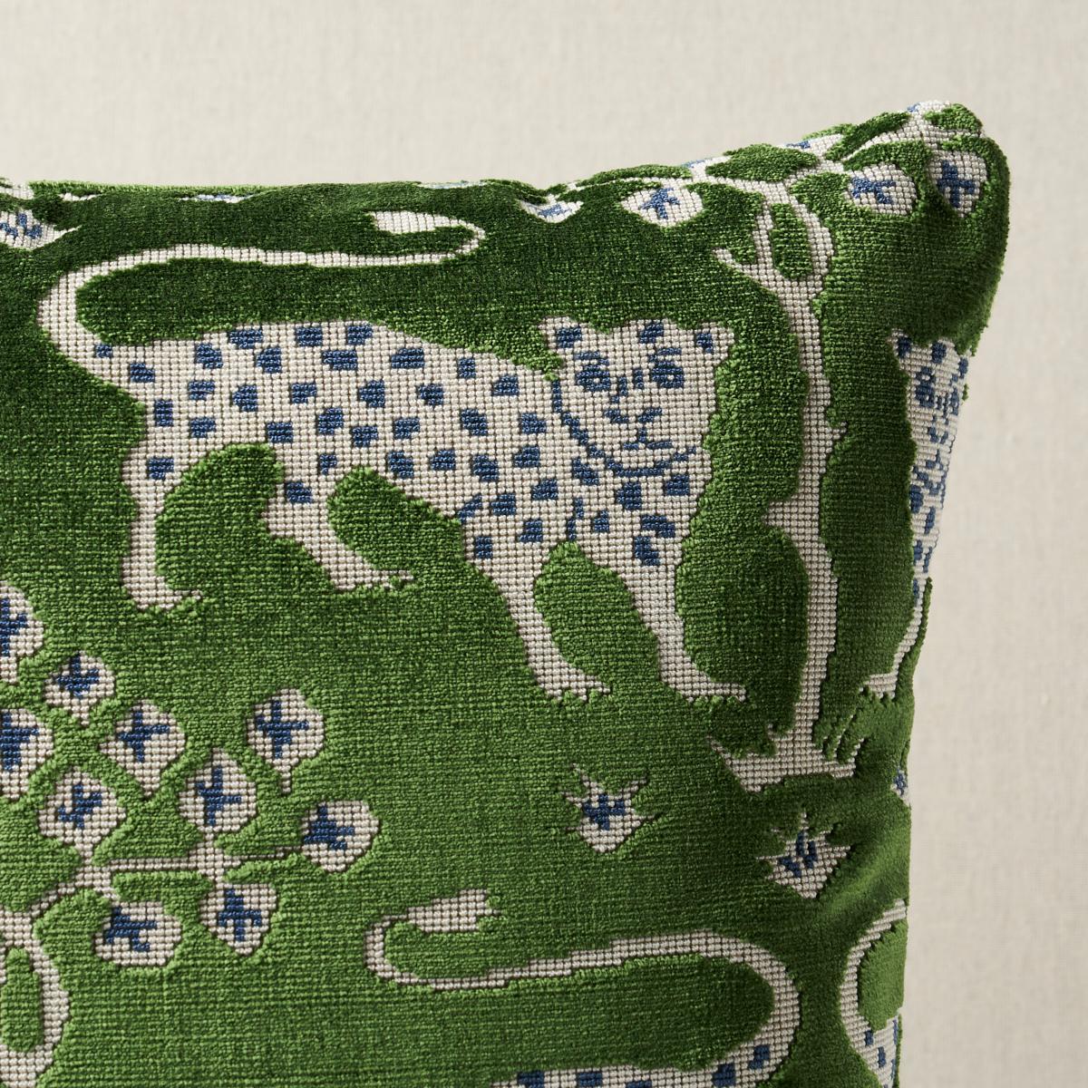 Schumacher Woodland Leopard Velvet Emerald 18" x 18" Pillow