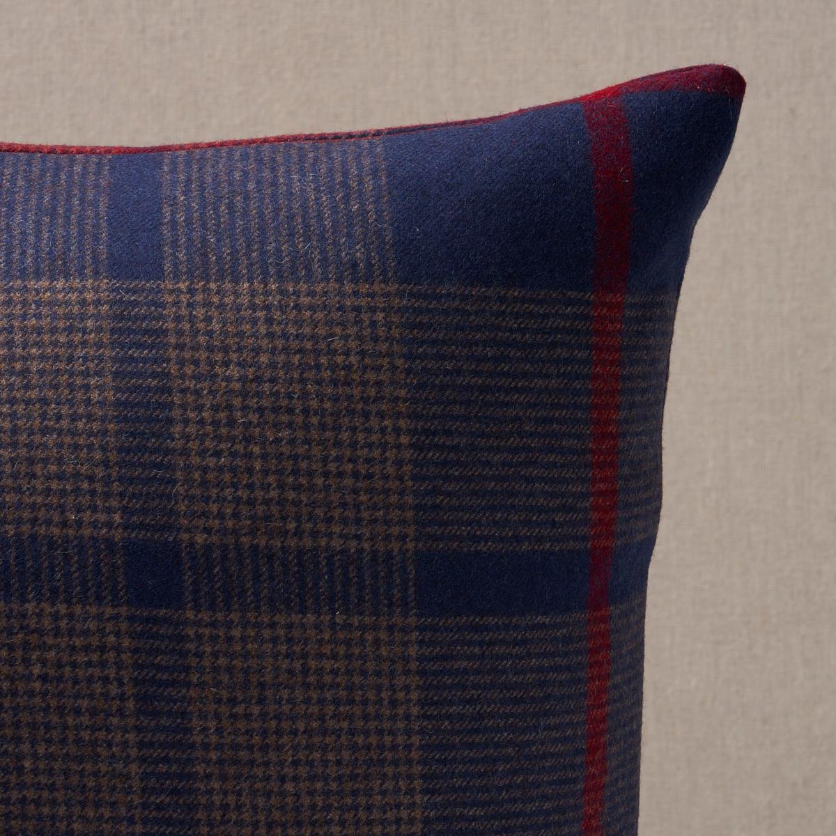 Schumacher Navy 22" x 22" Montana Wool Plaid Pillow