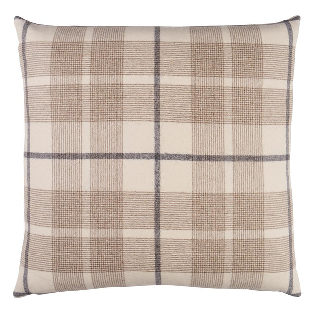 Schumacher Neutral 22" x 22" Montana Wool Plaid Pillow