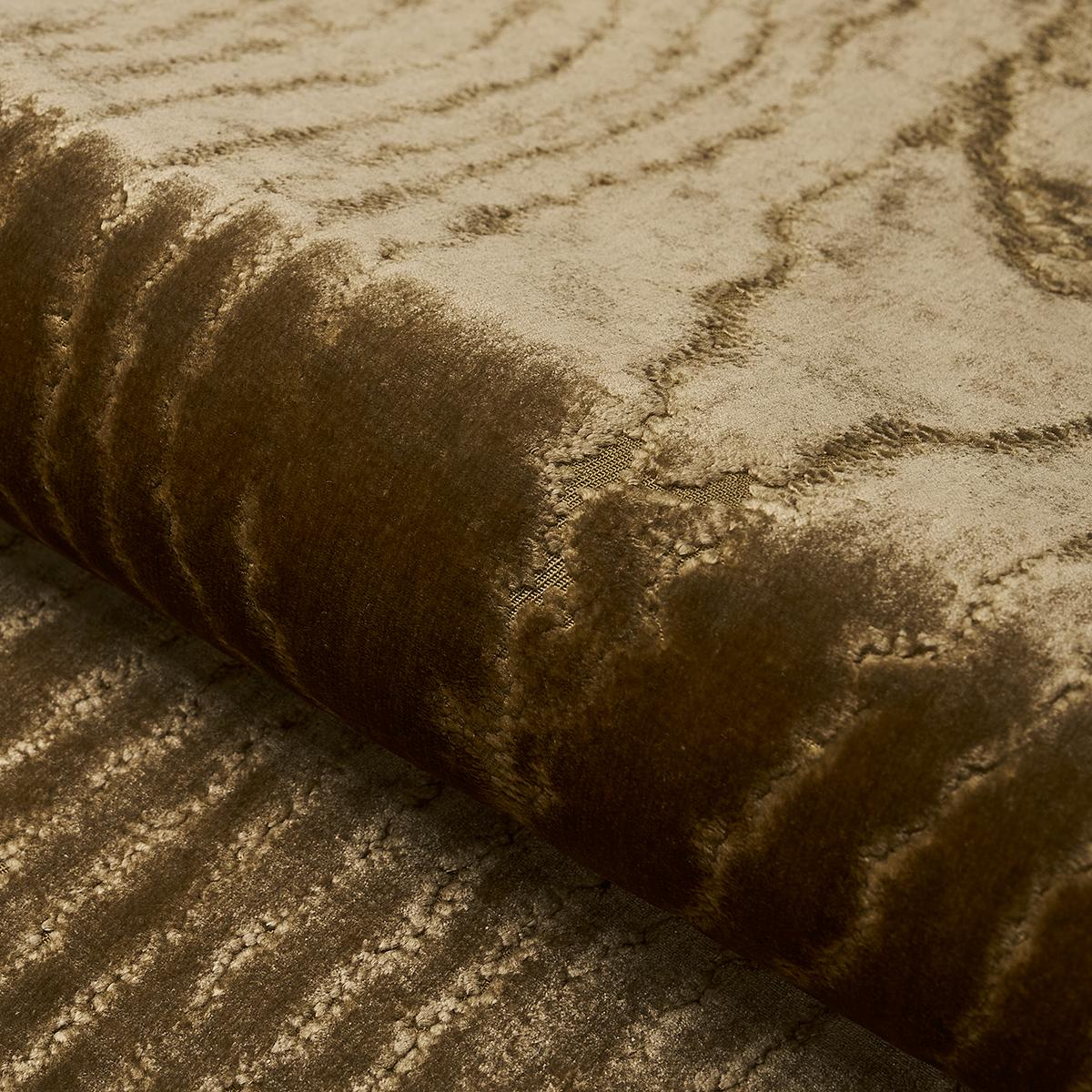 Schumacher Marisa Moire Velvet Camel Fabric