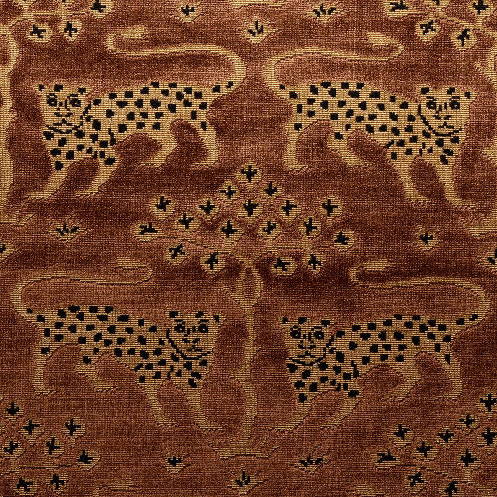Schumacher Woodland Leopard Velvet Sepia Fabric