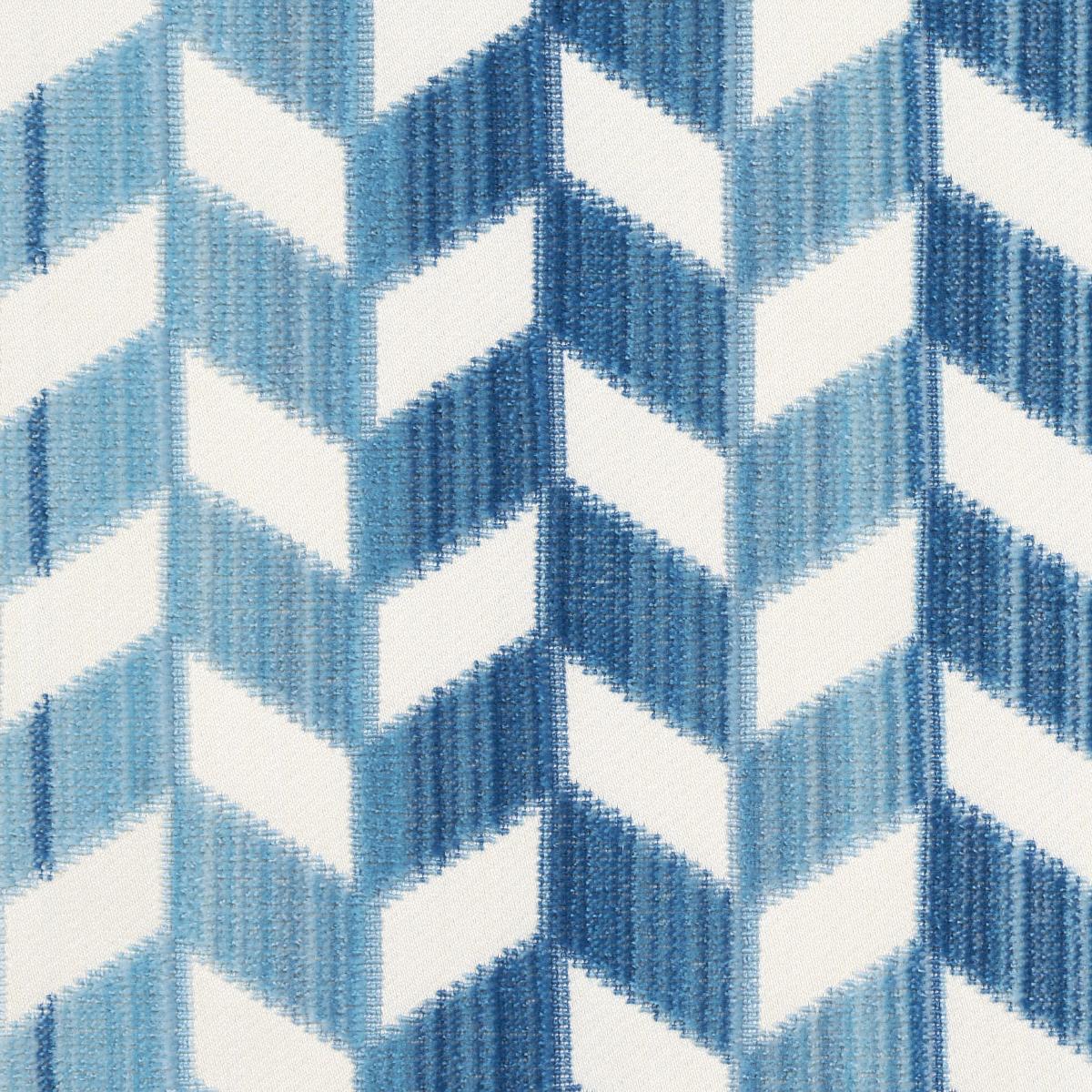 Schumacher Chevron Stri Velvet Porcelain Fabric