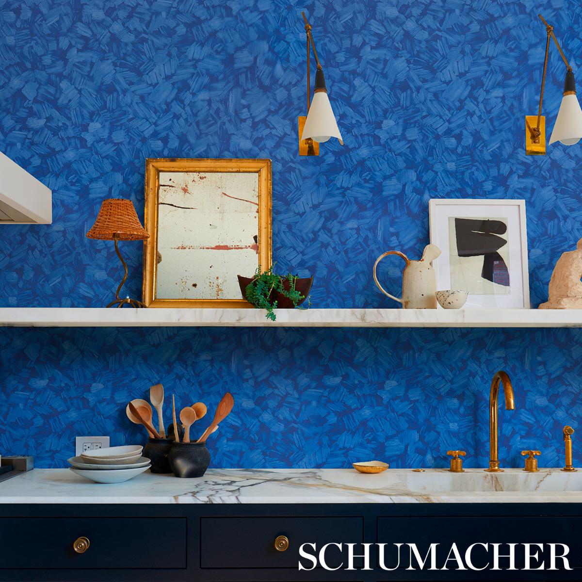 Schumacher Backdrop X Schumacher Atmos Bright Blue Wallpaper