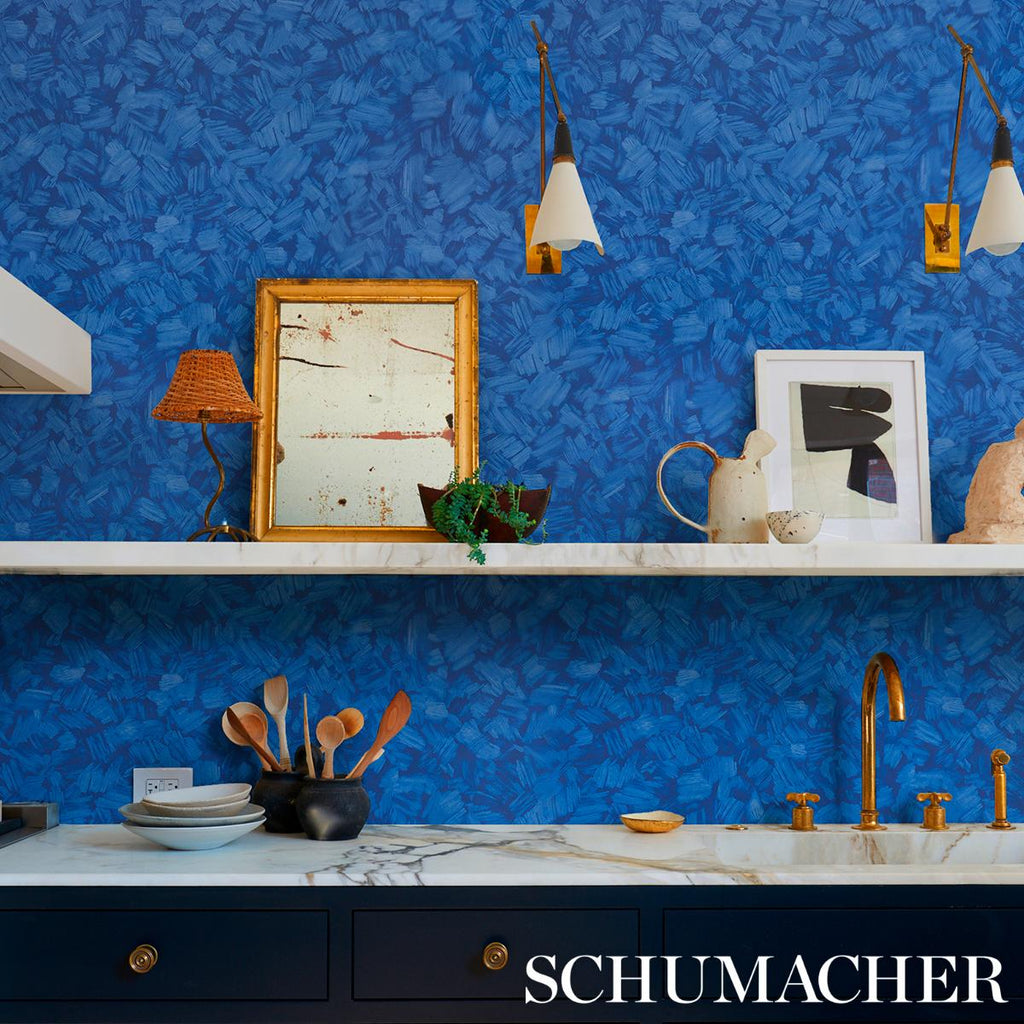 Schumacher Atmos Bright Blue Wallpaper