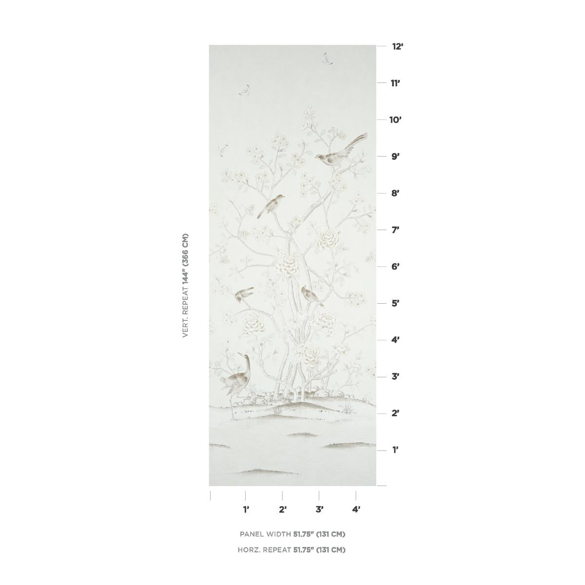 Schumacher Chinois Palais Panel Neutral Wallpaper