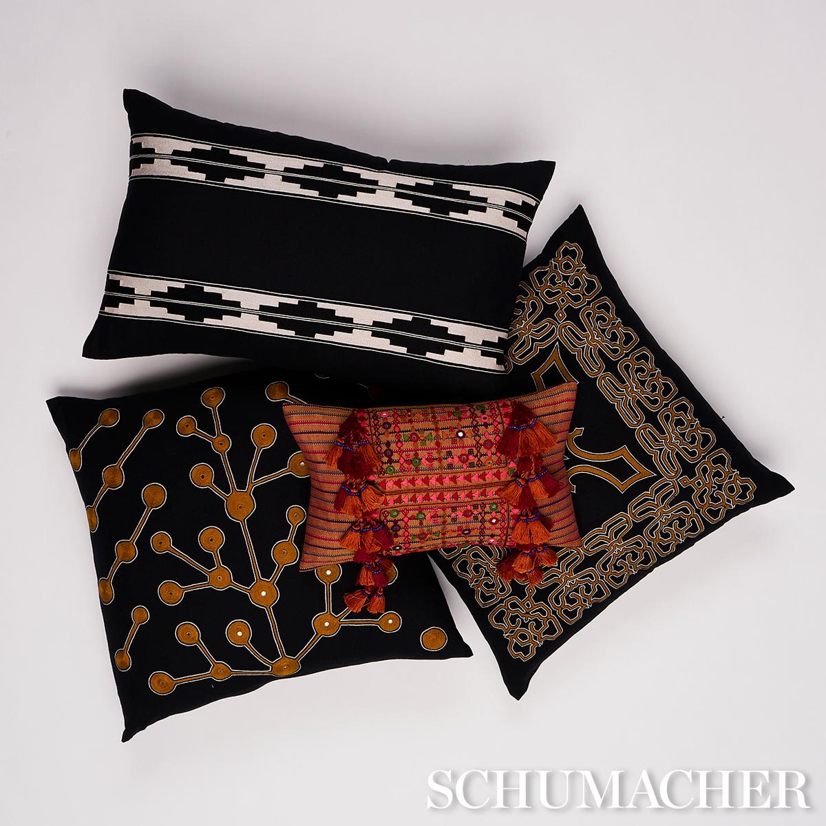 Schumacher Black & Beige 20" x 20" Tree Of Life Pillow