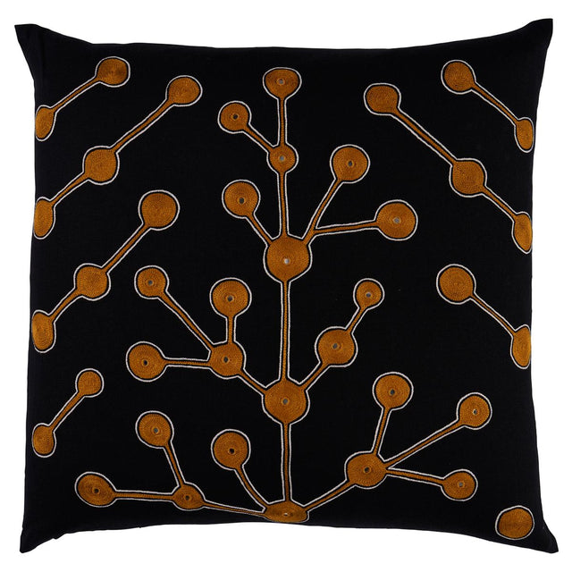 Schumacher Black & Beige 20" x 20" Tree Of Life Pillow