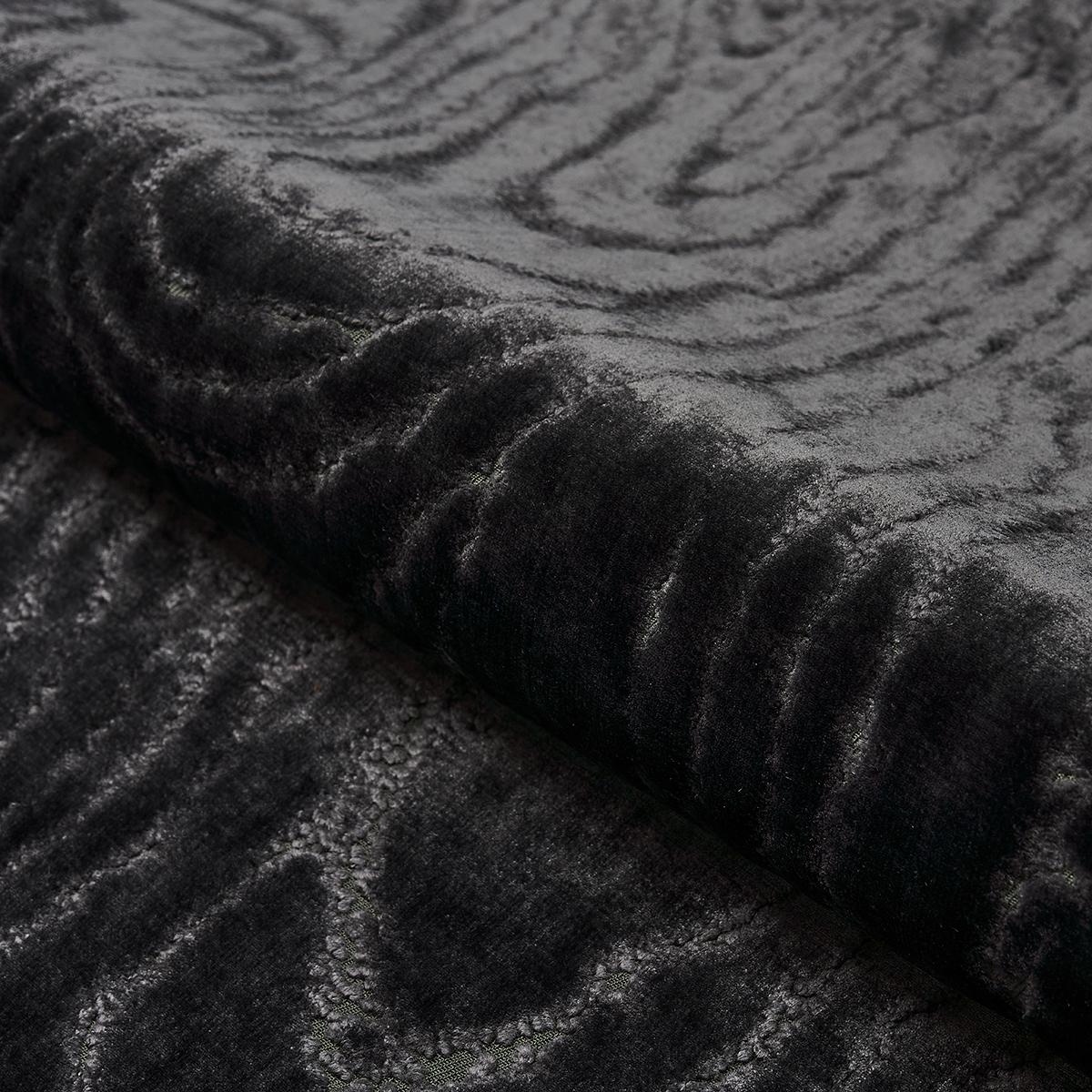 Schumacher Marisa Moire Velvet Smoke Fabric