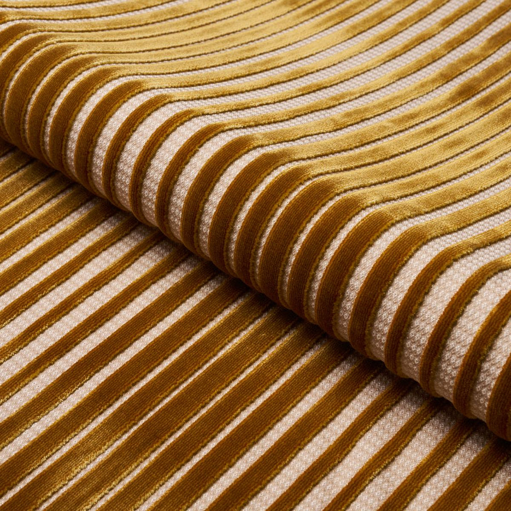 Schumacher Chimay Stripe Velvet Bronze Fabric