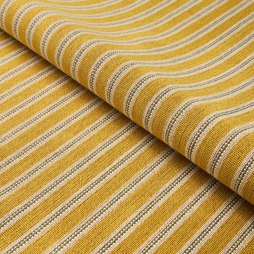 Schumacher Benson Stripe Pingl Saffron Fabric